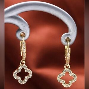 1pc Cubic Zirconia Flower Decor Drop Earrings Copper Jewelry